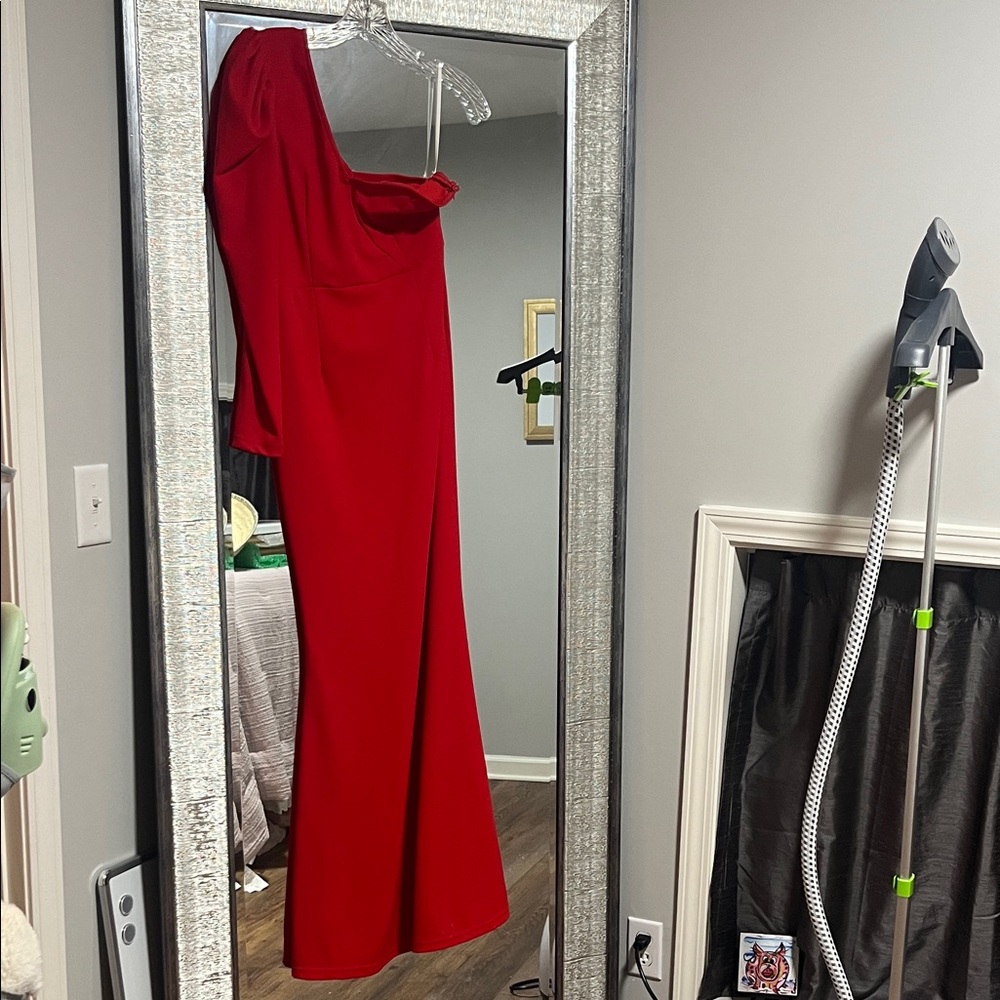 SHEIN Vibrant Red One-Shoulder Dress